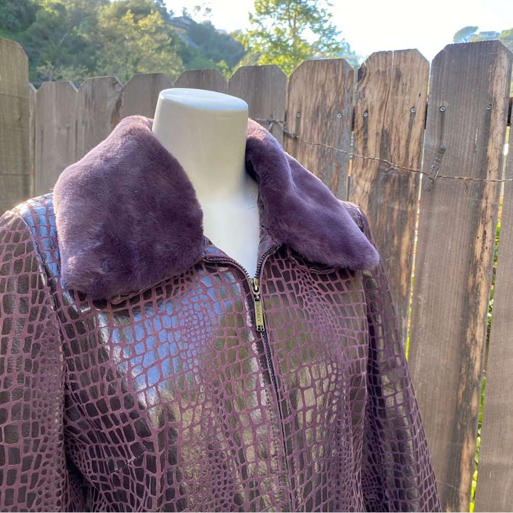 Bradley Bayou plum Genuine Leather Jacket size small - Picture 7 of 10